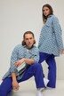 Denimskjorte, oversized, check-print, lange ærmer, unisex