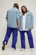 Denimskjorte, oversized, check-print, lange ærmer, unisex