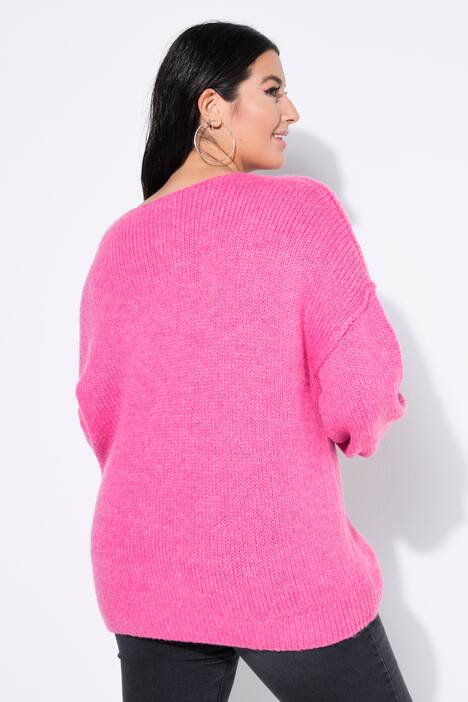Pull oversized, col V, manches longues et amples