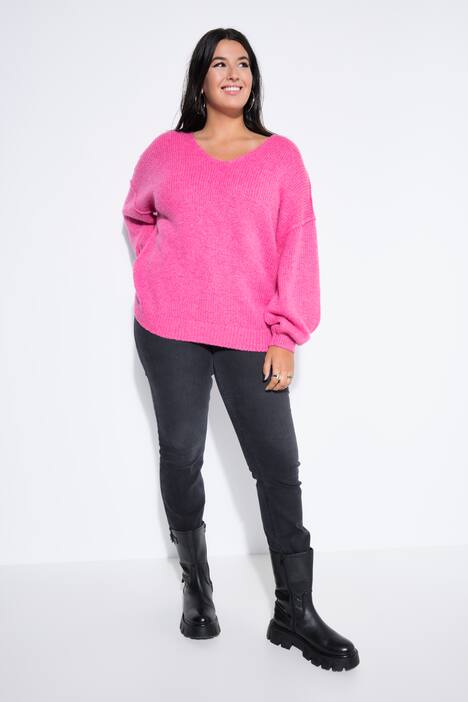 Pull oversized, col V, manches longues et amples