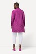 Lang bluse, jacquardpunkter, skjortekrage, lange ermer