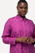 Lang bluse, jacquardpunkter, skjortekrage, lange ermer