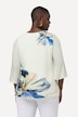 Blusa, flores, sobredimensionada, cuello en V, manga acampanada 3/4