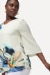 Blusa, flores, sobredimensionada, cuello en V, manga acampanada 3/4