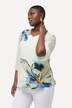 Blusa, flores, sobredimensionada, cuello en V, manga acampanada 3/4