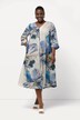 Robe midi coupe trapèze avec décolleté en V et manches 3/4
