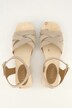 Sandalettes type sabots en cuir avec rivets, semelle en bois et talon bottier