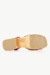 Sandalettes type sabots en cuir avec rivets, semelle en bois et talon bottier