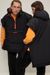 Poncho-vest med hætte, farvet lynlås og kængurutaske, unisex