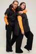 Poncho-vest med hætte, farvet lynlås og kængurutaske, unisex