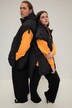 Poncho-vest med hætte, farvet lynlås og kængurutaske, unisex