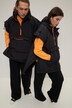 Poncho-vest med hætte, farvet lynlås og kængurutaske, unisex