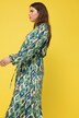 Robe maxi à coupe trapèze, imprimé losanges. Décolleté V et style cache cœur