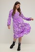 Midikjole, A-linje, med zebraprint, V-udskæring og lange ærmer
