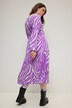 Midikjole, A-linje, med zebraprint, V-udskæring og lange ærmer