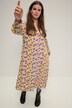 Maxi-jurk, A-lijn, all-over print, V-hals, knoopsluiting