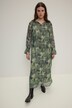 Maxikjole, A-form, chiffon, allover-print, flæsekrave, lange ærmer