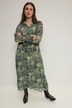 Maxikjole, A-form, chiffon, allover-print, flæsekrave, lange ærmer