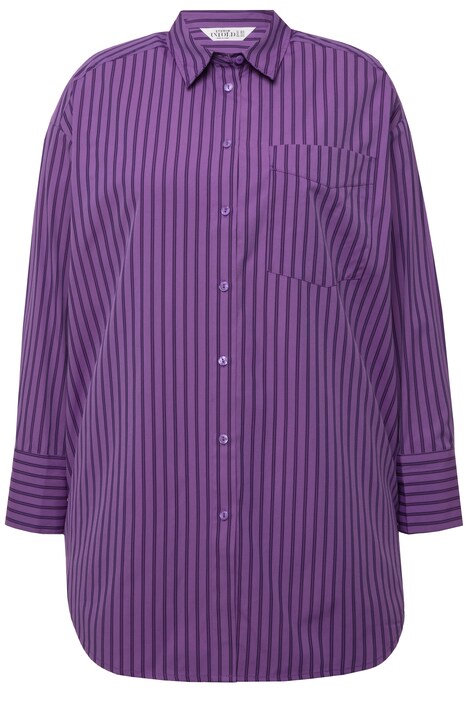 Košilová halenka, oversize, pruhy, límeček, dlouhé rukávy