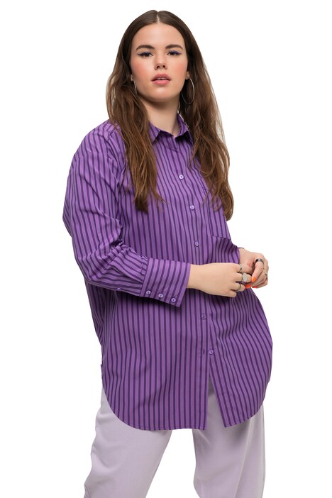 Košilová halenka, oversize, pruhy, límeček, dlouhé rukávy