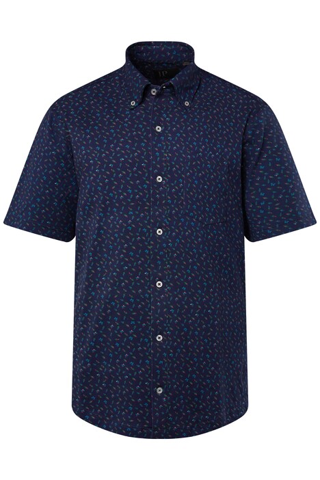 Košile FLEXNAMIC®, krátké rukávy, piké, drobný potisk, límeček s knoflíky, Modern střih, do 8XL