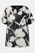 T-skjorte, blomstret, oversized, tunikahals, halve ermer