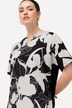 T-skjorte, blomstret, oversized, tunikahals, halve ermer