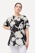 T-skjorte, blomstret, oversized, tunikahals, halve ermer