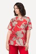 T-shirt, blomster, oversized, tunika-udskæring, korte ærmer