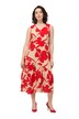 Midi šaty, květy, A střih, výstřih do V, bez rukávů