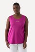 Top, pima cotton, slim, ronde hals, siersteentjes, mouwloos