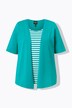 Two-in-One-Shirt, striber, rund hals, korte ærmer