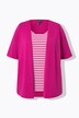 2-in-1 shirt, strepen, ronde hals, halve mouwen