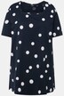 T-shirt long à gros pois. Encolure carrée, manches courtes. Coupe évasée