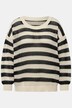 Heklet genser, striper, oversized, rund hals, lange ermer