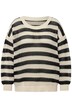 Háčkovaný svetr, pruhy, oversize, kulatý výstřih, dlouhé rukávy