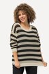 Heklet genser, striper, oversized, rund hals, lange ermer