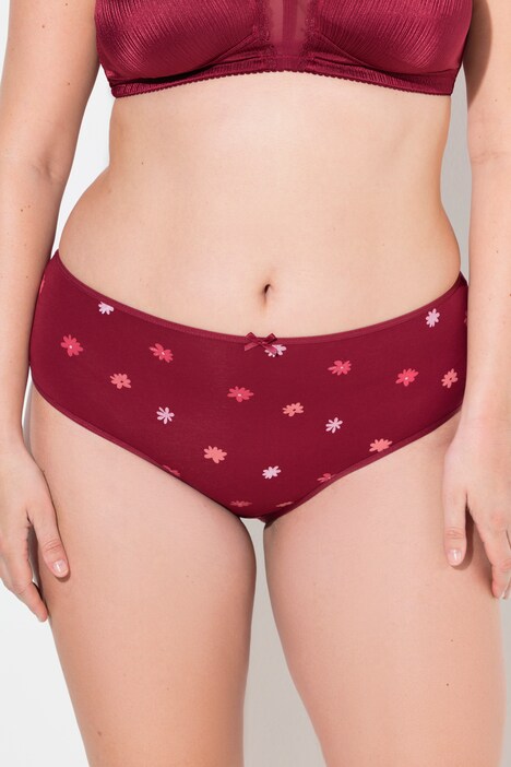 Midislips, set van 5, bloemen / effen kleur