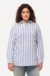 Tunique à texture rayée. Col de chemise et encolure en V. Manches longues
