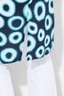 Blusa larga, círculos, cuello camisero, manga larga, crespón
