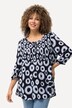 Smockbluse, sirkler, A-linje, rund hals, 3/4 ermer