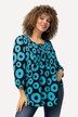 Blusa dal taglio svasato con punto smock, cerchi, scollo a girocollo e maniche a 3/4