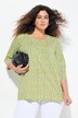 T-shirt, bloemen, A-lijn, decoratieve plooien, ronde hals, 3/4-mouwen
