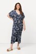 Robe midi en coton bio à motif cachemire, décolleté en V et manches courtes