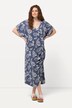 Robe midi en coton bio à motif cachemire, décolleté en V et manches courtes
