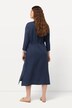 Robe midi bubble, décolleté en V et manches 3/4. Coton bio