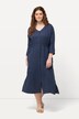 Robe midi bubble, décolleté en V et manches 3/4. Coton bio