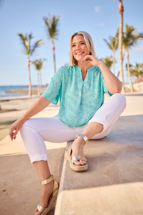 Jeans Capri modello Sienna con taglio della gamba aderente e cintura elastica