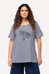 T-shirt à col rond et manches courtes. Broderie palmiers et rayures.