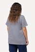 T-shirt à col rond et manches courtes. Broderie palmiers et rayures.